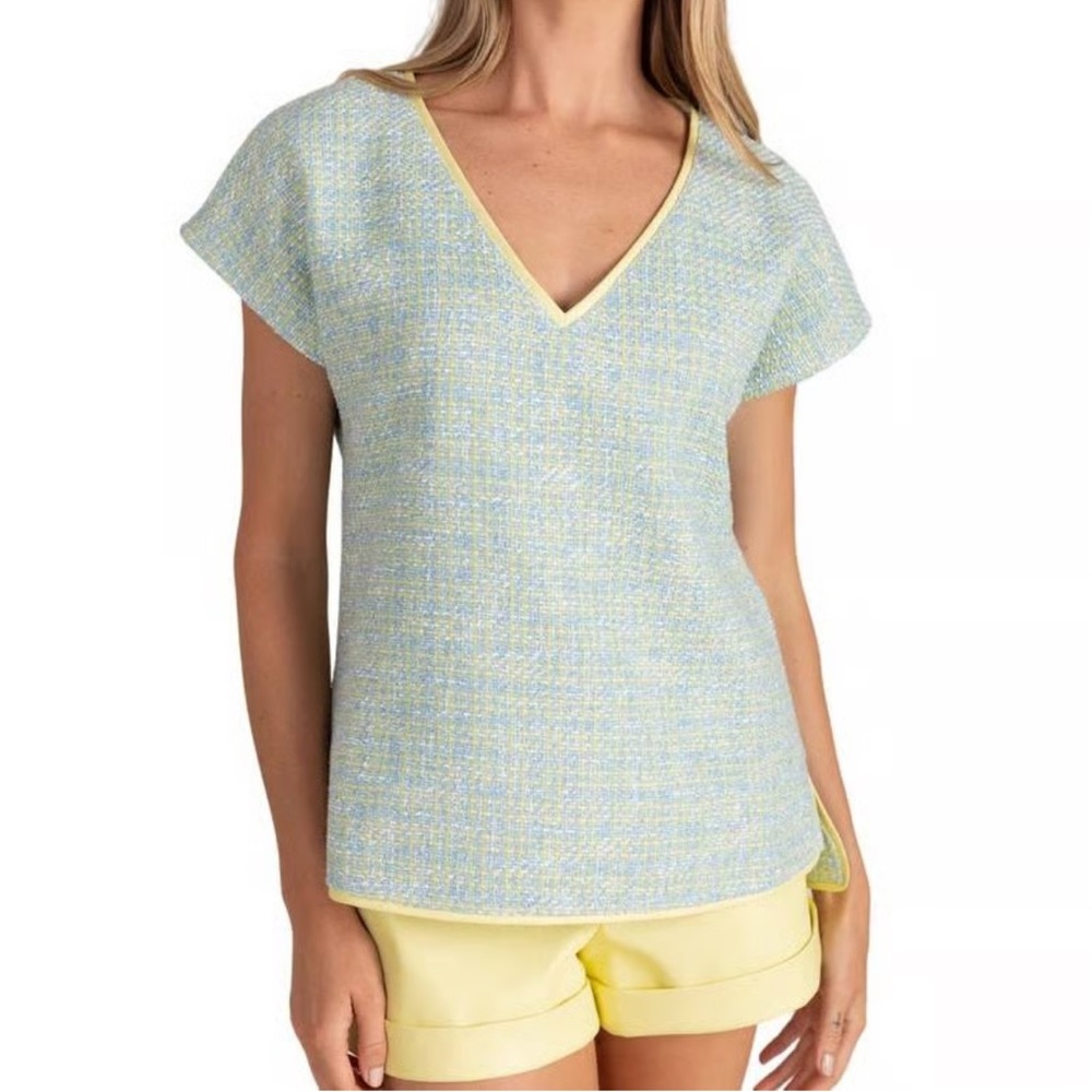 Lemon Tweed Top In Starlet Tweed Size Small